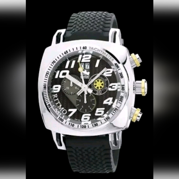 RITMO MVNDO Indy Car Yellow 221 07 Stainless Steel Swiss Movement Watch Rare